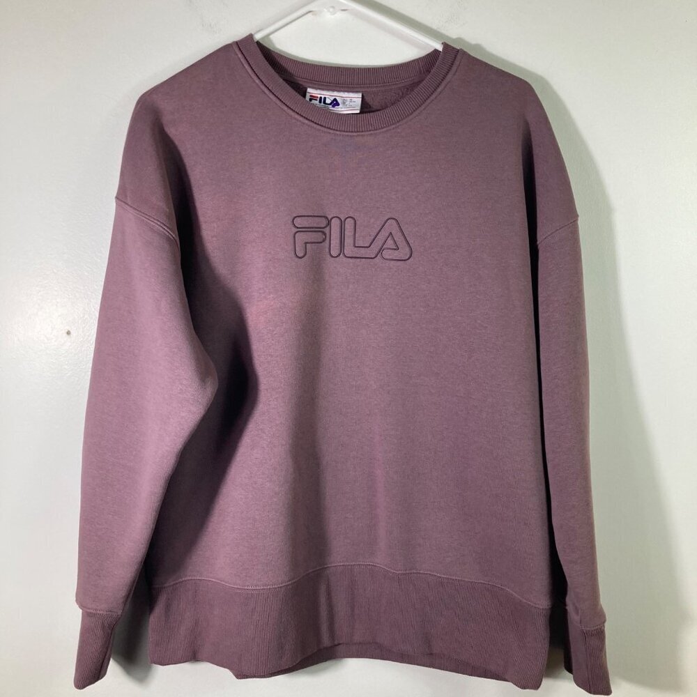 Womens Fila Crewneck Sweatshirt Purple L Cotton Polyester